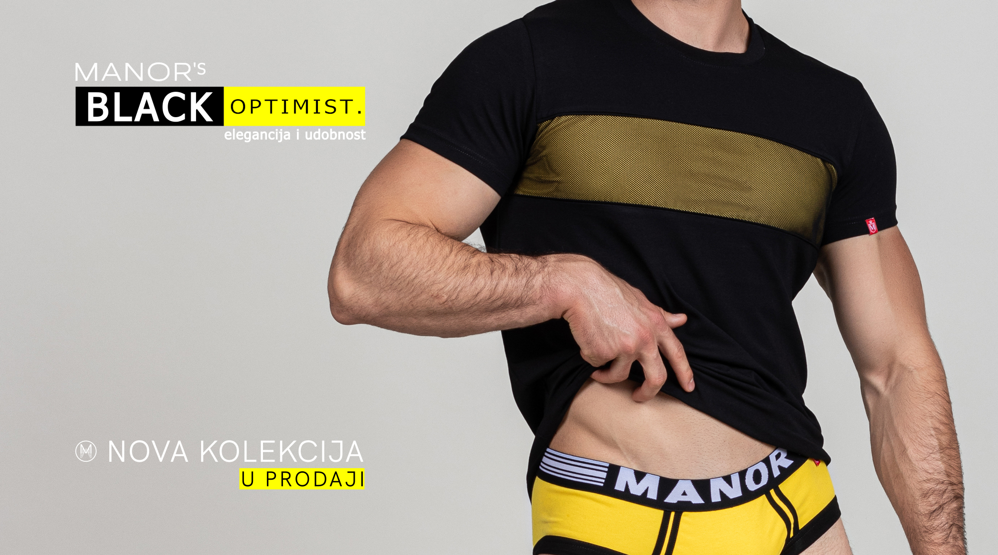 Manor underwear Black optimist kolekcija muški slip i majica