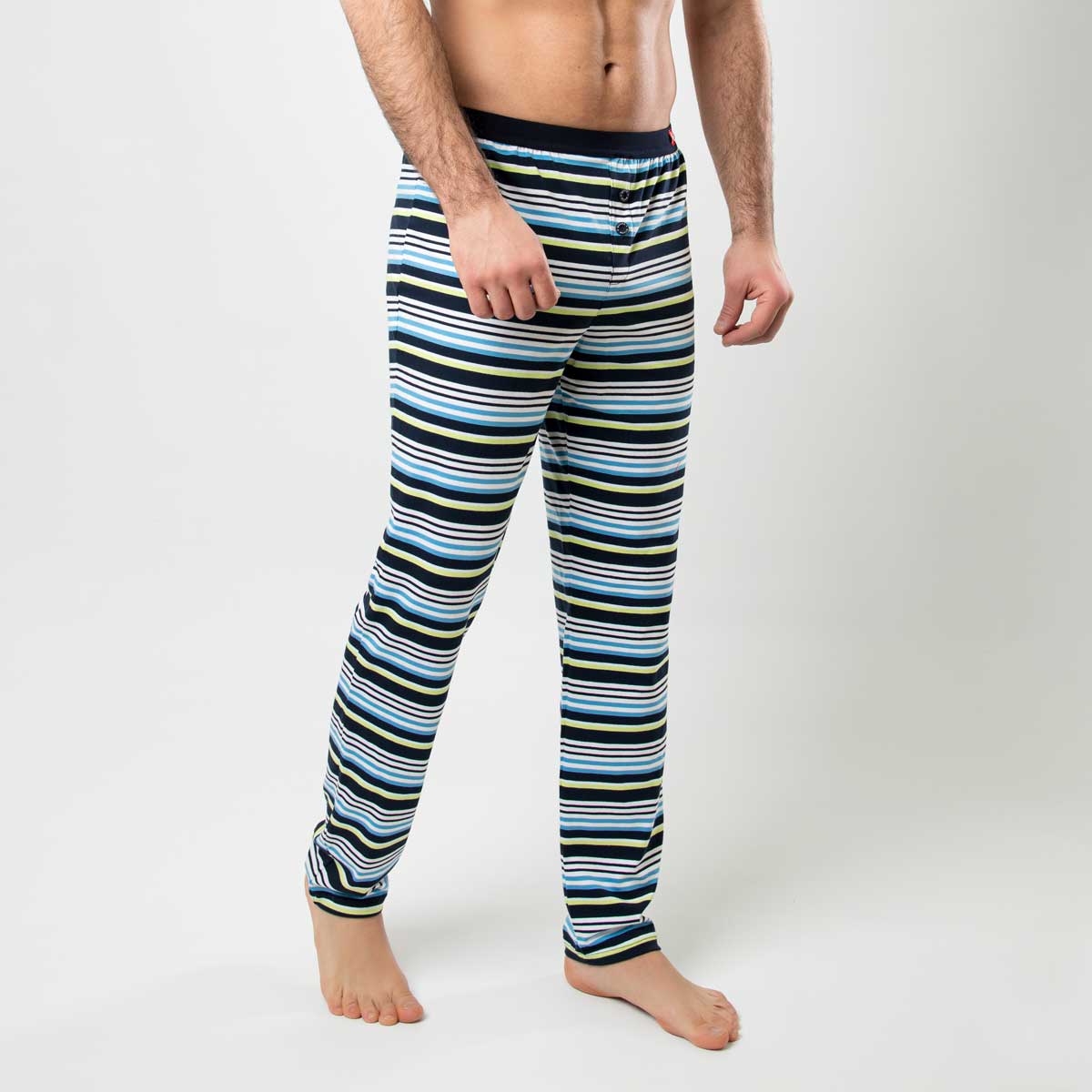 Manor underwear Stripes zeleno plavo bela muška pidžama 1