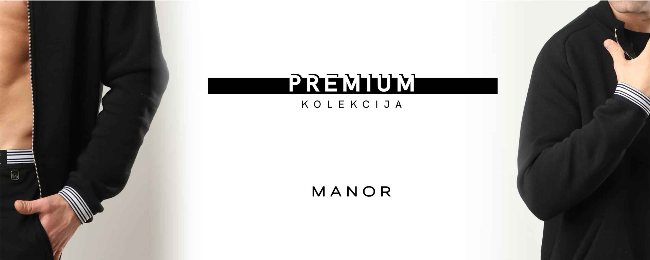 Manor Premium crna muška dukserica na zakopčavanje