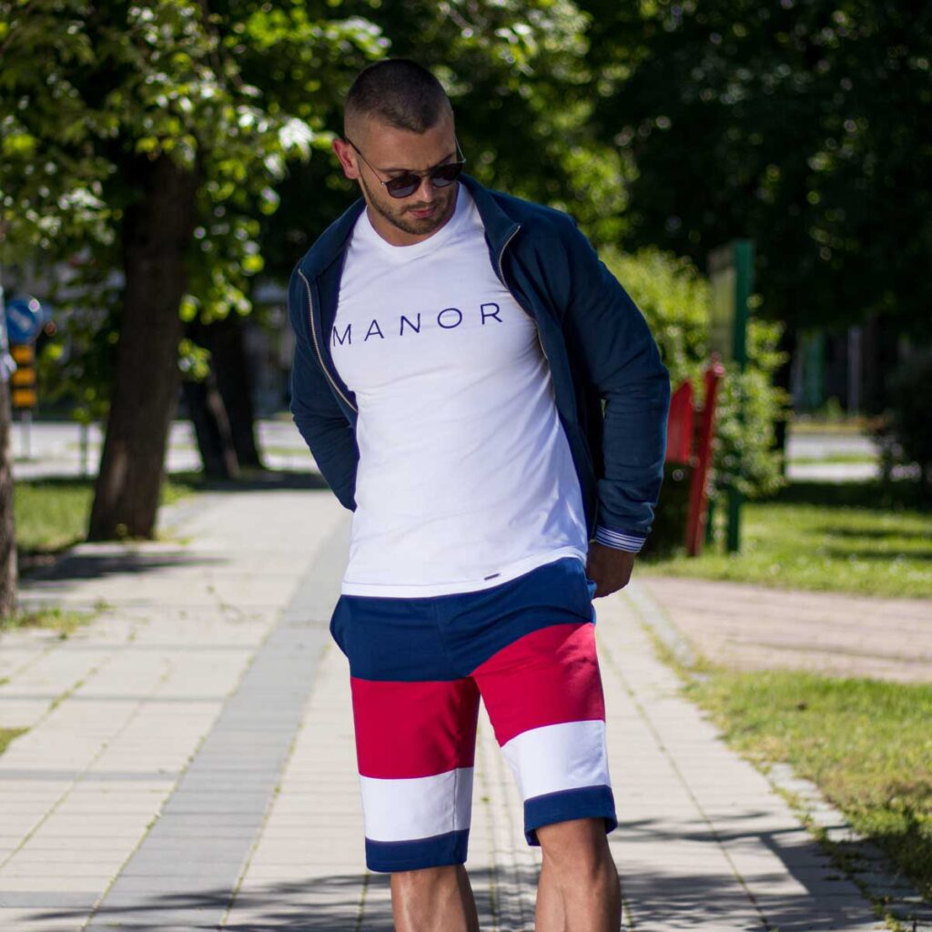 Plavi muški šorts sa prugama 7