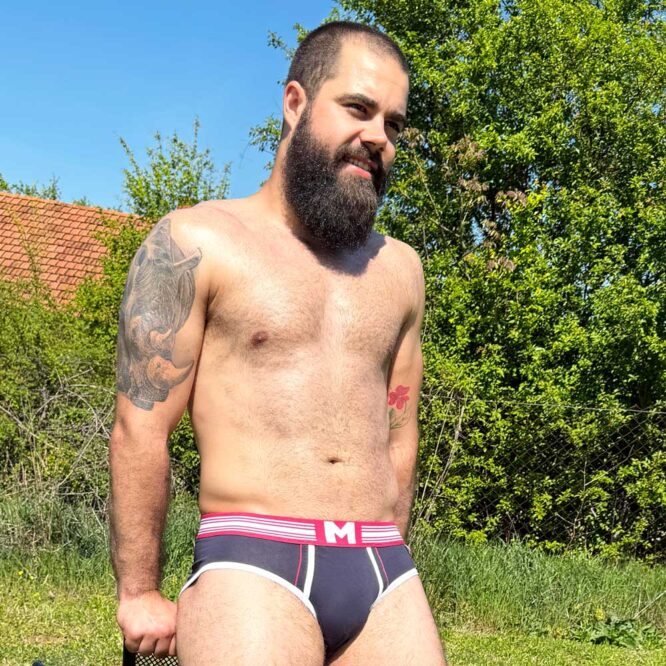 Teget beli muški slip 05