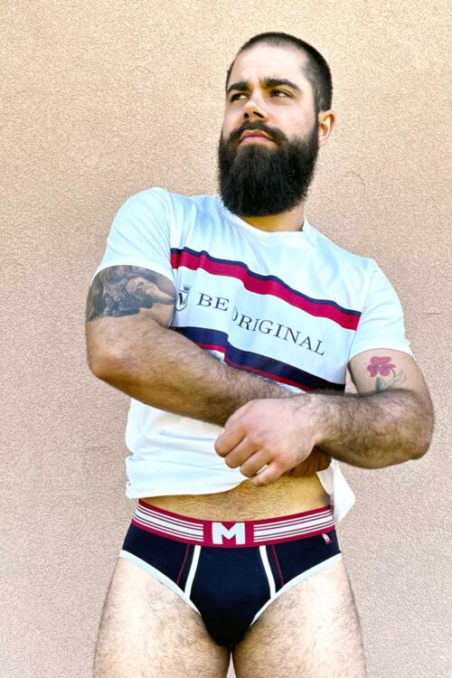 Teget beli muški slip 06
